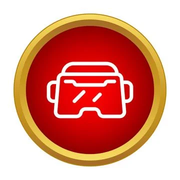 Virtual reality headset icon symbol in red circle Stock Illustration