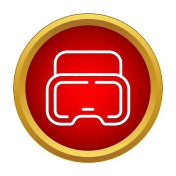 Virtual reality headset icon symbol in red circle 스톡 일러스트