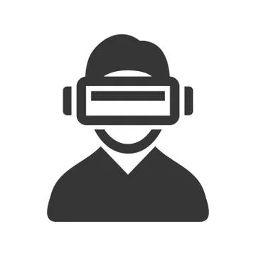 Virtual Reality Headset Icon on White Background. Vector Stock Illustration