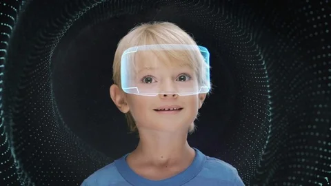 Virtual reality headset, innovation technology of future entertainment Stock Footage 79260195