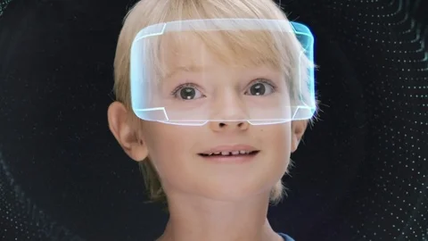 Virtual reality headset, innovation technology of future entertainment Stock Footage 79260562