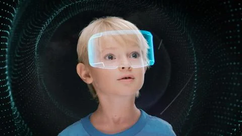Virtual reality headset, innovation technology of future entertainment Stock Photos