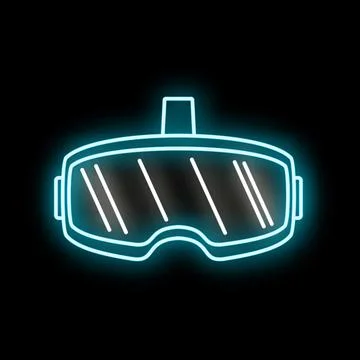 Virtual reality headset neon glow icon Stock Illustration