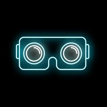 Virtual reality headset neon glowing technology icon Stock Illustration