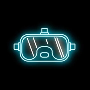 Virtual reality headset neon glowing line art Stock Illustration