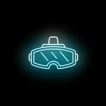 Virtual reality headset neon glowing icon on black イラスト素材