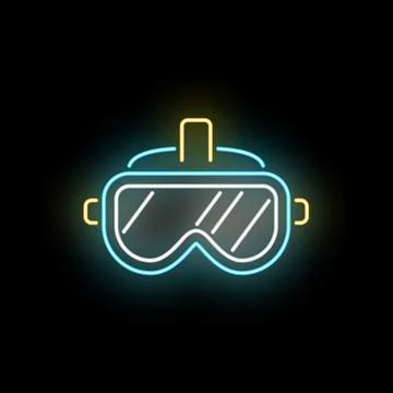 Virtual reality headset neon glowing technology icon Stock-Illustration