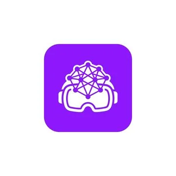 Virtual reality headset with neural network graphic for augmented reality e.. 库存插图