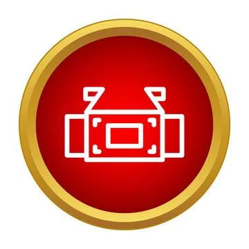 Virtual reality headset outline icon on red button 库存插图