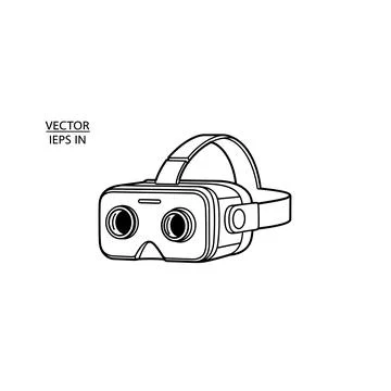 Virtual reality headset outline. vr gaming experience icon Stock Illustration