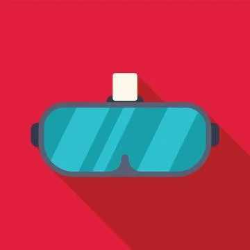 Virtual reality headset providing immersive experience on red background 스톡 일러스트