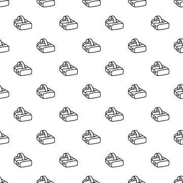 Virtual reality headset seamless pattern with doodle style Stock Illustration