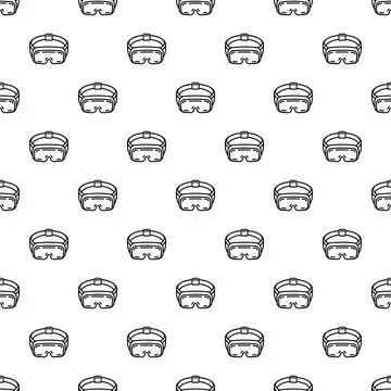 Virtual reality headset seamless pattern with outline icons Ilustración de archivo