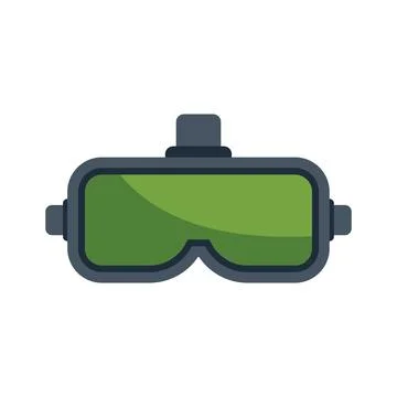 Virtual reality headset showing green screen displaying digital interface Stock Illustration