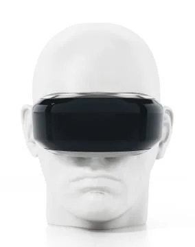Virtual reality headset on textureless human face. 3D illustration Stock Illustration