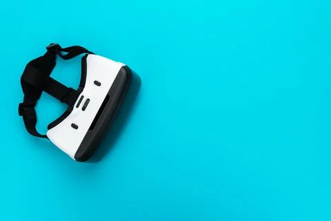 Virtual reality headset on turquoise blue Stock Photos