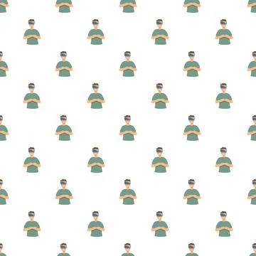 Virtual reality headset user repeating seamless pattern 스톡 일러스트
