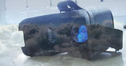 Virtual reality headset with a view of the sky 4k Foto stock