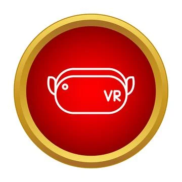 Virtual reality headset vr icon in red circle Stock Illustration
