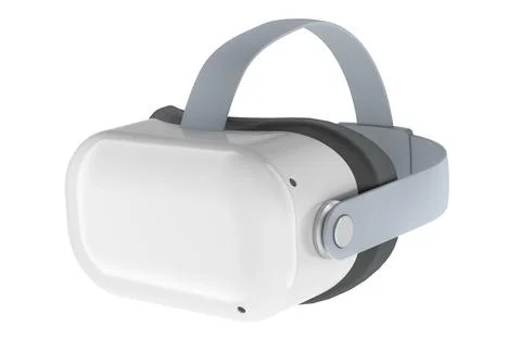 Virtual reality headset, white VR glasses. 3D rendering Illustrazione stock