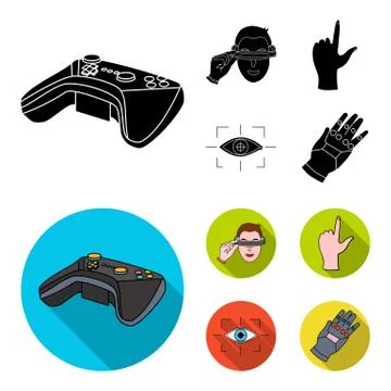 Virtual, reality, helmet, computer, technology, .Virtual reality set collection Illustrazione stock