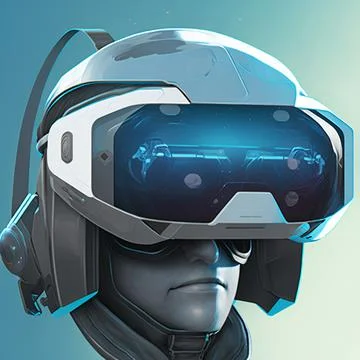 Virtual reality helmet on gray background Stock Illustration