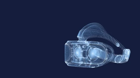 Virtual reality helmet rotates on the right side of the screen Stock Footage 111898719