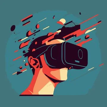 Virtual reality helmet simple flat style Stock Illustration