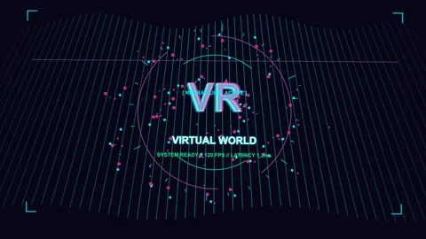 Virtual reality hud interface with rotating data particles and cyberpunk di.. Video stock 347147310