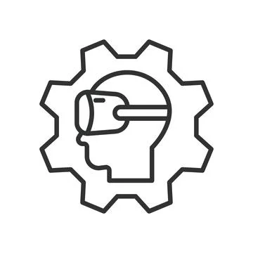Virtual Reality, icon in line design. VR headset, Immersive technology Stock-Illustration
