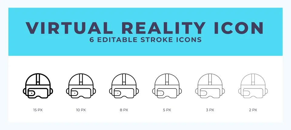 Virtual reality icon in thin line. Bold line. Regular line. Editable stroke. Stock Illustration