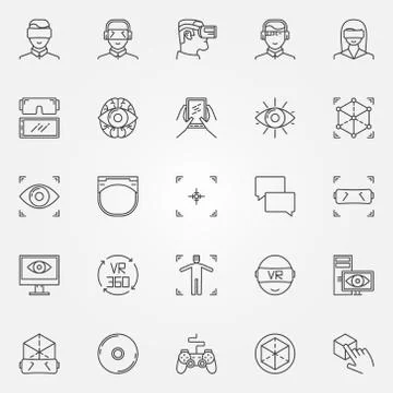 Virtual reality icons set Stock Illustration