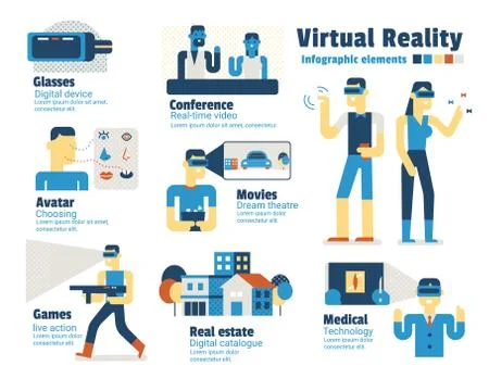 Virtual reality, infographic elements Stock Illustration