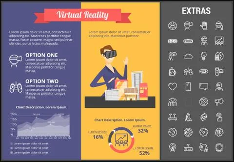Virtual reality infographic template and elements. Illustrazione stock