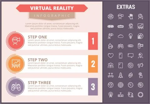 Virtual reality infographic template and elements. Illustrazione stock