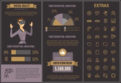 Virtual reality infographic template and elements. Illustrazione stock