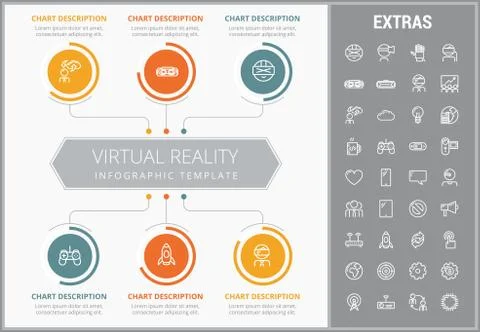 Virtual reality infographic template and elements. Stock Illustration