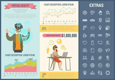 Virtual reality infographic template and elements. Illustrazione stock