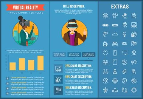 Virtual reality infographic template and elements. Illustrazione stock
