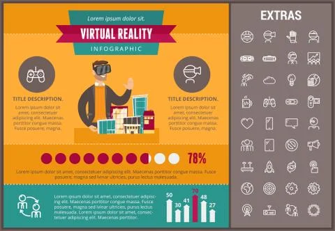 Virtual reality infographic template and elements. Stock Illustration