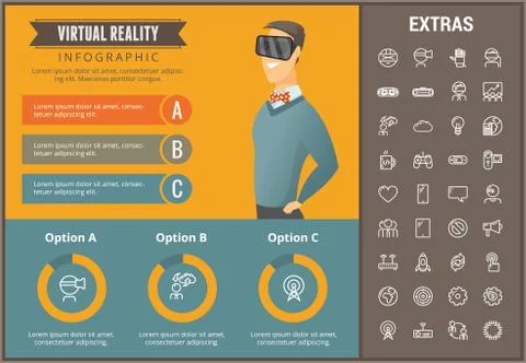 Virtual reality infographic template and elements. Stock Illustration