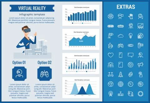 Virtual reality infographic template and elements. Illustrazione stock