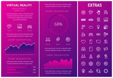 Virtual reality infographic template and elements. イラスト素材