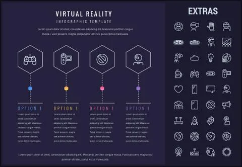 Virtual reality infographic template and elements. Stock Illustration