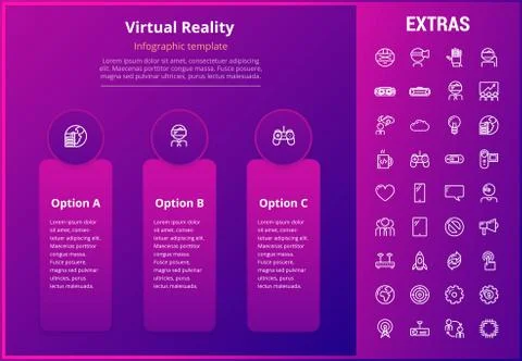Virtual reality infographic template and elements. Stock Illustration
