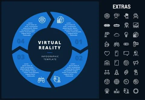 Virtual reality infographic template and elements. Illustrazione stock