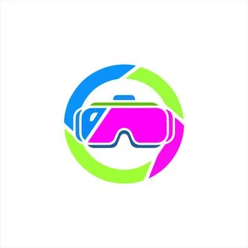 Virtual reality logo design with vr glasses Stock Illustration