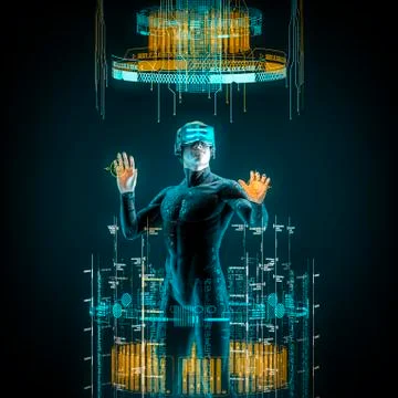 Virtual reality male user 스톡 일러스트