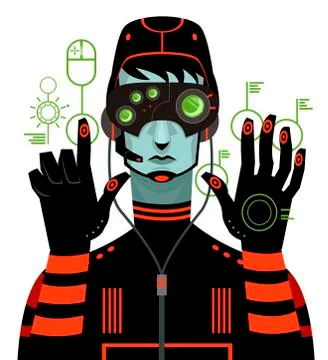 Virtual reality man Stock Illustration