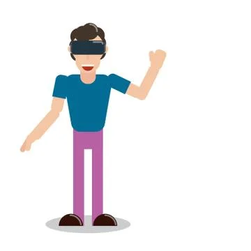 Virtual reality man with vr Vector Stockillustratie